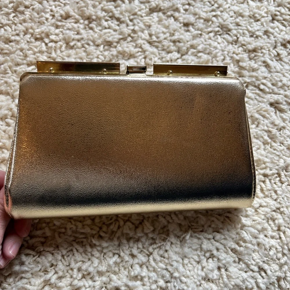 Vintage gold clutch, optional short chain handle - Picture 5 of 11
